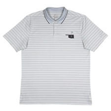 Nike Oklahoma Sooners Golf Polo Shirt Dri Fit Mens Medium White Gray Striped OU picture