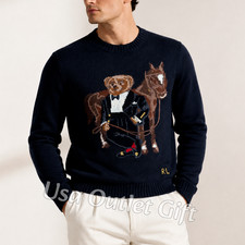 POLO PALPH LAUREN Polo Bear Horse Wool Sweater Men XL, NWT picture