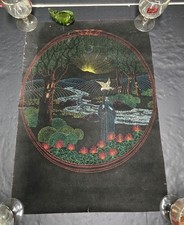 Vintage 1970s Black Light Western Graphics Poster  “RETURN”  Flocked Velvet  picture