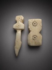 Ancient Amulet Beads Collection Of Two With Dot/ Eye motifs 200BCE picture