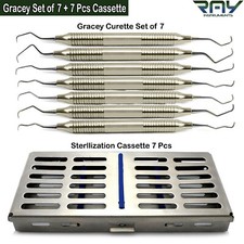 Periodontal Dental Gracey Curettes Set of 7 With Cassettes Surgical Instruments picture