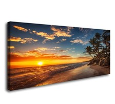 DZL Art S74775 Paradise Tropical Island Beach with Palms Canvas Print Wall Art picture