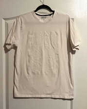 DKNY Men's White Graphic Logo T-Shirt Size M Regular Short Sleeve Crew Neck picture