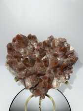 4.8 Lb Natural Rootbeer/Red Dogtooth Calcite Heart With Stand Amazing Quality picture