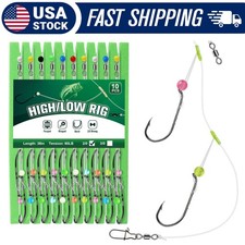 Dovesun Pre-Rigged Surf Fishing Rig - High-Low Rig w/ 2/0 Baitholder Hooks 10PCS picture