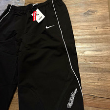 Nike x Supreme Men's Black Track Pants M 32x32 Polyester Drawstring Straight picture