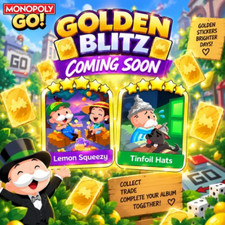 MONO-POLY Golden Blitz Golden Stickers 5✨Lemon Squeezy & 5✨Tinfoil Hats picture
