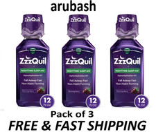 Vicks ZzzQuil Nighttime Sleep Aid Liquid Diphenhydramine 50mg 12 fl oz-Pack of 3 picture
