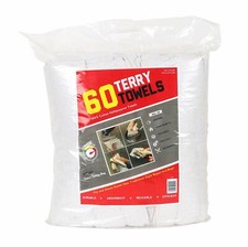 Bulk 60 Pack of Terry Towels - All Purpose Cleaning Grade Rags - 14 x 17 White  picture