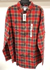 NWT Duluth Trading Co Free Swingin' Flannel Relaxed Fit Shirt in Red sz L  picture