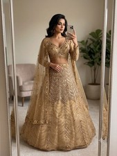 Designer Butterfly Net Lehenga Choli Set Sequins Dori Work Heavy Cancan XXL picture