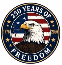 STICKER (BUY 2, GET 1 FREE) 250th America glossy eagle vinyl patriotic USA picture
