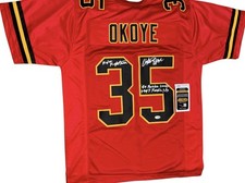 Kansas City Chiefs Christian Okoye Signed Red & Black Custom Jersey JSA Cert picture