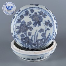 Antique Chinese 18th C Ca Mau Cargo Shipwreck Porcelain Box and Cover D10.5cm picture