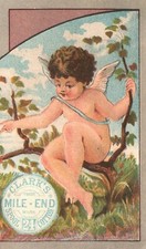1880s-90s Clark's Mile-End Spool Cotton Calendar Boy Angel on a Limb picture