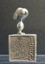 Vintage Peanuts Snoopy Flying Ace Metal Figurine Pedestal Base 1950 Anniversary picture