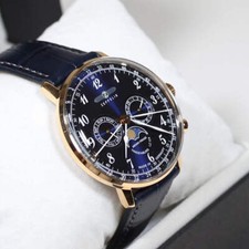 Zeppelin Hindenburg Rose Gold Tone Blue Dial Men's Watch 7038-3 LZ129 picture