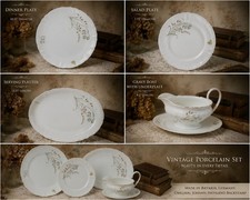 Vintage Johann Haviland Bavaria Serving Set Floral Gold Trim Germany picture