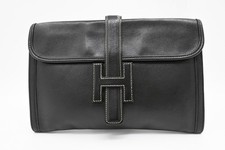 Authentic Hermes Jige PM Clutch Bag, Black, with 