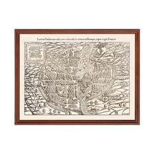 Old Map of Paris 1550 - Vintage France Art Wall Decor Print picture