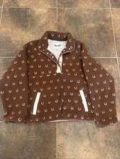 Wrangler Retro Women’s Sherpa Fleece Pullover Jacket Horseshoe Western Rust XS picture