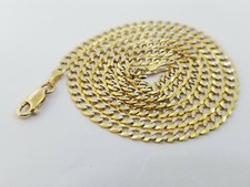 10KT Solid Yellow Gold Cuban Link 4mm Chain Diamond Cut 16