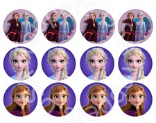 24x EDIBLE Frozen 2 Circle Cupcake Cookie Toppers Wafer Paper Sheet Uncut 1.7