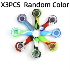 3PCS Random Color Silicone Pipe with Glass Bowl,Convenient Durable–Fast Shipping picture