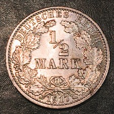 1917-G 1/2 Half Mark Silver - Exact Coin Shown #Q940 picture