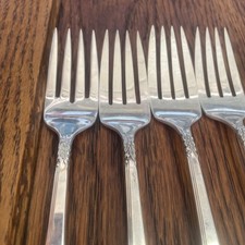 Oneida Sterling Silver Damask Rose Set 4 Salad Forks 61/2” picture
