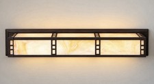 Arroyo-Style Mission Prairie Craftsman Glass Fluorescent Wall Vanity Light 28.5” picture