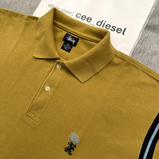 Stussy VINTAGE Men's L  Short Sleeve Polo Immaculate Worn 1x  Heavyweight RARE picture
