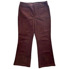 Cato Women's Brown Mid-Rise Bootcut Pants Size L Faux Suede Pull-On Pockets picture