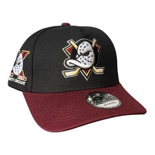 Anaheim Ducks 9Forty New Era Hat Snapback Black & Maroon Mighty Decade Patch picture