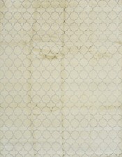 Moroccan Trellis Rug 9' x 11'7'' Ivory Wool Contemporary Hand-Knotted Carpet picture