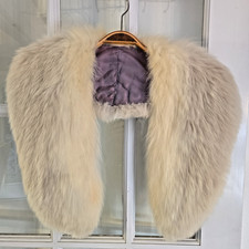 Vintage Fur Stole Ivory Cream Capelet Wrap Satin Lined TGC picture