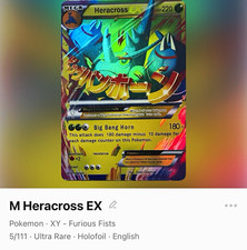 M Heracross EX 5/111 Ultra Rare Holo XY Furious Fists English 2014 HP 220 picture