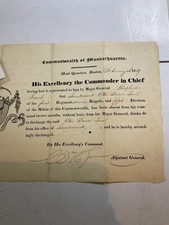 49 Revoked Massachusetts Military Commission 1829 Lt Pierce Com 1 Yr Absent AWOL picture