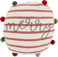 NWOT Mud pie MERRY Round Christmas  Pillow 16