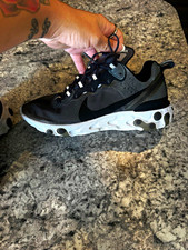 Nike React Element 55 Low Top Lace-Up Athletic Sneaker Black Gray White picture