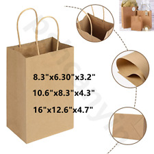 50-200PCS Kraft Paper Bags Bulk Gift Shopping Carry Craft Bag With Handles Brown picture