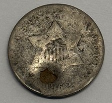 1852 3c Silver Holed And Plugged picture