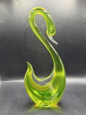 Vintage MCM RARE Murano Sommerso Flavio Poli Seguso Green Art Glass Swan 15