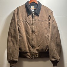 VTG Carhartt Sante Fe Jacket Chestnut Brown Quilted J14 CHT 1999 Large Workwear picture