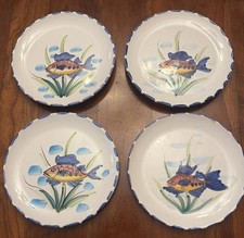 VTG Vietri Al Mare Fish Dinner Plates Set of 4 Wall Hanging Italian Pottery  picture