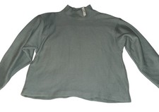 MADEWELL Funnel Neck Ribbed Sweater Women’s M Green Drop Shoulder Pockets NI096 picture