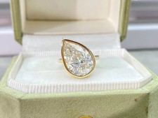 2.00 Ct Real Pear Cut Lab Grown Diamond Proposal Ring in Solid 14K Yellow Gold picture