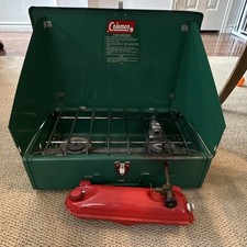 Coleman 425E Vintage 2-Burner Camp Stove Green Dated 02/1973 Made In USA Used picture