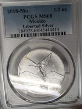 2018-Mo Mexico Libertad 1/2 Ounce PCGS MS68 Only 15,500 Total Mintage picture