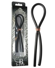 Bolo Silicone Lasso W/rose Gold Crown Slider Ring - Black picture